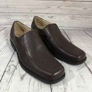 Thad Stuart Brown Leather Slip On Dress Shoes